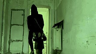 Bound soldier endures Mistress April's brutal strapon domination in prison camp.