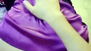 Petite Latina nerd in lingerie teases bodybuilder closeup