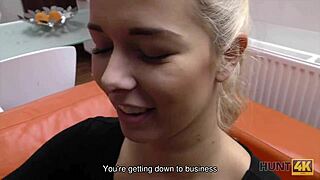 blonde teen drops fight with boyfriend when cash makes her spread legs