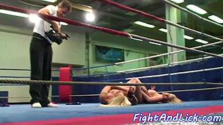 glam european babes wrestle fingering pussies in lesbian muff diving lick fight