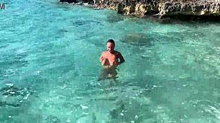 Monika Fox Strips Naked on Beach from Tour Bus