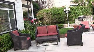 hey sexy big tits whore sucking cock poolside for cum