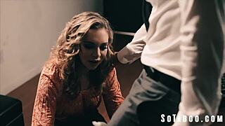 Office Bimbo Tiffany Watson Deepthroats Boss Monster Cock Ladder Climb