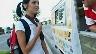 A perfect hot young 18+ Stephanie Cane takes massive hard cock