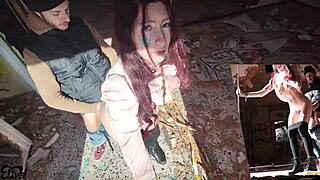 Italian amateur girlfriend takes it doggystyle in abandoned outdoor spot