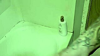 strokin my huge cock in out shower solo naked small waist sexy tease