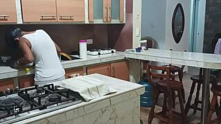 stepsister dances sexy naked in kitchen?