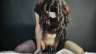 Cute japanese shemale mina wears kitsune mask cums twice
