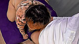 Real homemade doggy with big ass stepmom's wet pussy orgasm pov