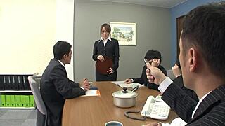 Satomi Suzuki's kinky office orgy with creampie facial and toys