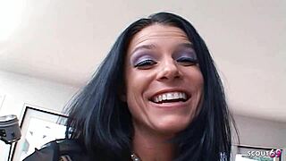 Skinny black hair mature small tits roughed by fat cock facial