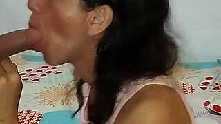 Neighbor's juicy cock sucked deep by eager wife