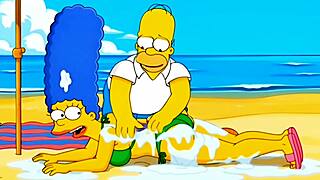 beach cartoon parody of married housewife slut fucked hard