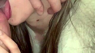 Hot babe strips socks for pov deepthroat monster cock handjob