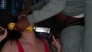 me and homeboy throat fuck stepmom at phone booth in wild blowbang