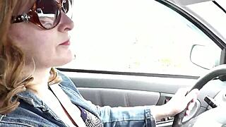 Sexy Milf Frina Fingers Puffy Wet Pussy Car Orgasm