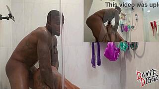 😍 bubble butt ebony mystikal menace fucked hard in shower... almost quits then facial! 💦🍑