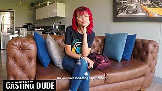 Petite redhead Latina teen stretched by monster cock