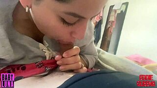 Colombian chubby wakes up to suck cock swallow breakfast creampie babyluna939