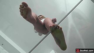 European Blonde Babe Sucks Toes Fucked Hard Footjob Pussy Licking Teasing Lingerie