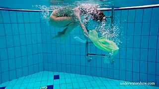 Shy Petite Russian Blonde Nina Mohnatka's Small Tits Underwater Pool Tease