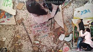 Italian amateur girlfriend takes it doggystyle in abandoned outdoor spot