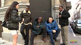 guys i can't believe they're all fucking this busty brunette on the couch double penetrating her holes