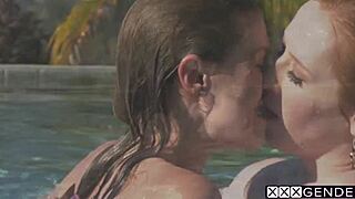 wet babe slurps ella nova's huge shemale cock then takes hard pussy pounding 🍆🔥