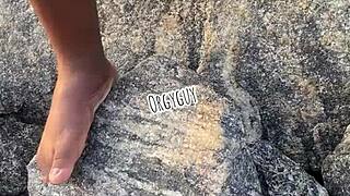 wife flashes juicy pussy on crowded beach