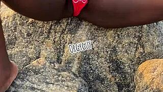 wife flashes juicy pussy on crowded beach