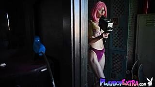 PETITE NOEL LEON RIPS LINGERIE TO BARE HER HUGE FAKE BOOBS!