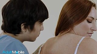 inked milf moans bent over couch taking stepson's deep doggystyle pounding