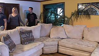 blonde teacher slut bends over bed in fishnets for monster cock doggystyle pounding then cowgirl ride 😈🍆💦