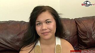 curvy asian teen slut begs for creampie after naughty casting tit fuck