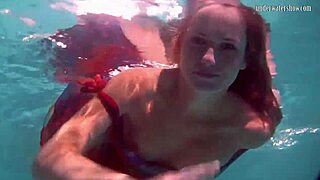 Redhead Nikita Vodorezova Strips Naked Fast Underwater