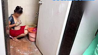 Bhabhi openly bathing devr secretly stroking his cock watching her 👀💦🛁