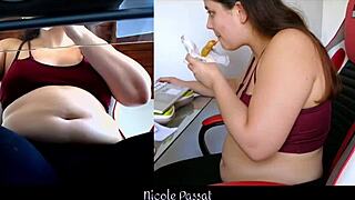 chubby latina piggy teases belly farts while gaining weight studying