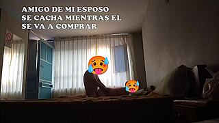 Wife submits to friend's big cock while cuckold husband trains away