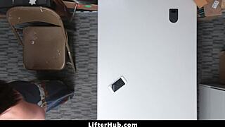 teen shoplifter caught in lingerie ripped clothes punished doggystyle by cop