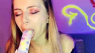 Tiny Latina Blonde Dildo Tease in Stockings