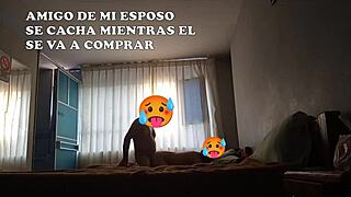 Wife submits to friend's big cock while cuckold husband trains away