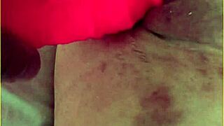 Wifey slides that huge 10-inch dildo deep in her shaved pussy