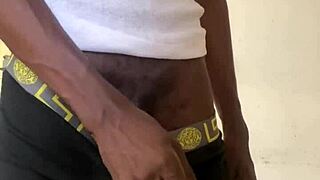 College Boy Jerks Massive Black Cock Cumshot!