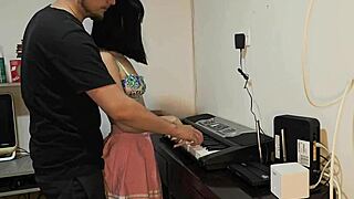 daddy blinds cute teen in skirt fucks her bent over piano publicly