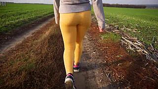 spying hot milfs strutting outdoors tight yoga leggings spandex ass worship voyeur!