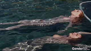 redhead tgirl shiri allwood licks pussy then fucks babe