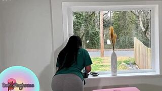 Wax appointment turns juicy with bbw ebony licking curvy pussy!