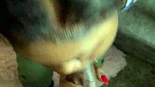 Ghetto ebony slurps big black cock sloppy pov