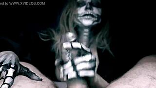 i crave skeleton girl's deep cock sucking on halloween