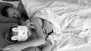 Husband wakes blindfolded wife with fingering orgasm then face cumshot